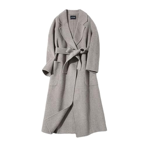 BAICAIBAI Wollmantel Damen Lang Mantel Winter Elegant Trenchcoat Knielang Revers Winterjacke Wintermantel Warme Jacke Für Den Herbst und Die Vor Kälte Wind Schützt Camping Wandern,Avena,Colore von BAICAIBAI