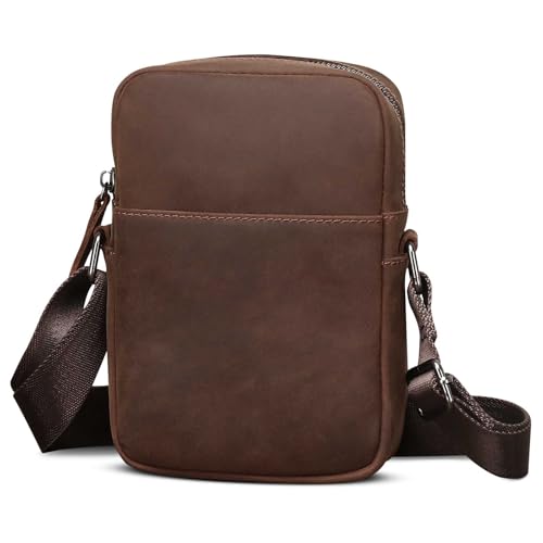 BAIGIO Handy Umhängetasche Herren Leder Handytasche zum Umhängen Klein Handy Gürteltasche Vintage Männer Schultertasche Hüfttasche Brieftasche für Arbeit Reise Alltagsleben von BAIGIO