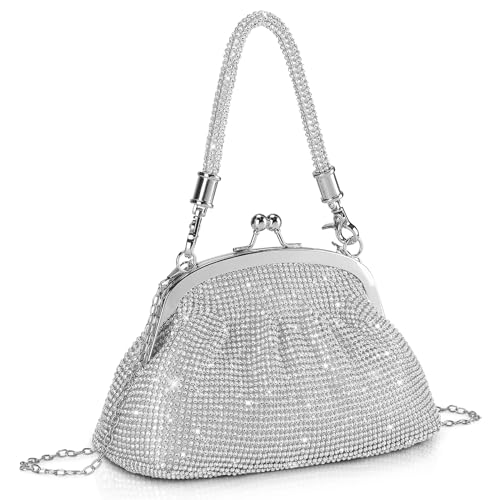 BAIGIO Vintage Clutch Damen Elegante Abendtasche Silber Clutch Tasche Perlen Elegant Handtasche Retro Umhängetasche für Party Hochzeit BAIGIO Vintage Clutch Damen Elegante Abendtasche Silber Clutch Tasche Perlen Elegant Handtasche Retro Umhängetasche für Party Hochzeit von BAIGIO