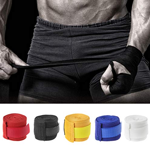 BAIRU 2,5 m Baumwolle Boxbandage Handgelenkbandage Handbandage Kampf Schutz Boxen Kickboxen Muay Thai Handbandagen Training Handschuhe (schwarz) von BAIRU