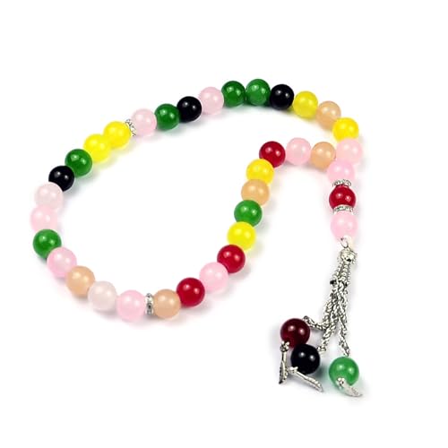 BAIRUNDA Muslimische Rosenkranzperlen, 33 Tasbih Handgebetsperlen Farbige Runde Perlen Islamisches Gebetsarmband Für Gebet Meditation,10mm,Color von BAIRUNDA