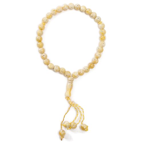 BAIRUNDA Muslimische Rosenkranzperlen, 33 Tasbih Handgebetsperlen Handgefertigt Gewebte Harz Diamant Pilgerperlen Eid Ramadan Islamisches Armband,10mm,Beige von BAIRUNDA