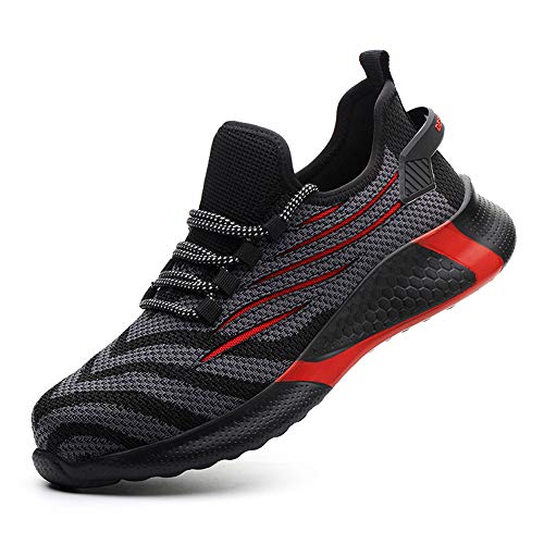 Stahlkappe Sicherheitsschuhe Herren Outdoor rutschfeste Arbeitsstiefel Leichte Sportschuhe Laufschuhe Wanderschuhe,Rot,8UK Stahlkappe Sicherheitsschuhe Herren Outdoor rutschfeste Arbeitsstiefel Leichte Sportschuhe Laufschuhe Wanderschuhe,Rot,8UK von BAIYUJIE