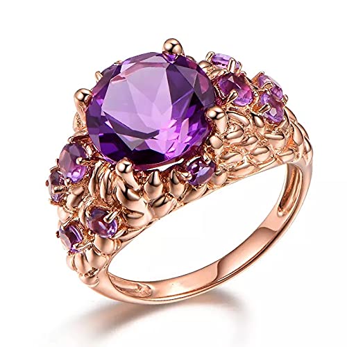 BAJIE Ehering Luxury Natural Amethyst Ring Female 14K Rose Gold Bague Etoile Edelstein Anillos De Ring Bizuteria Achat Di von BAJIE