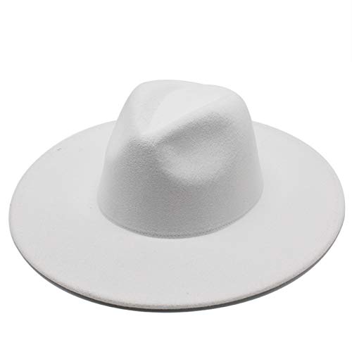 BAJIE Fedora Klassischer Fedora-Hut mit breiter Krempe Schwarzer weißer Wollhut Männer und Frauen Gebrochene Wintermütze Hochzeitskirche Jazzhut BAJIE Fedora Klassischer Fedora-Hut mit breiter Krempe Schwarzer weißer Wollhut Männer und Frauen Gebrochene Wintermütze Hochzeitskirche Jazzhut von BAJIE