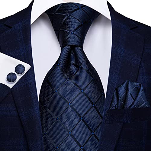 BAJIE Herren Krawatte Marineblau gestreift Paisley Herren Seide Hochzeitskrawatte Einstecktuch Manschettenknöpfe Herren Krawatte Anzug Business Party BAJIE Herren Krawatte Marineblau gestreift Paisley Herren Seide Hochzeitskrawatte Einstecktuch Manschettenknöpfe Herren Krawatte Anzug Business Party von BAJIE
