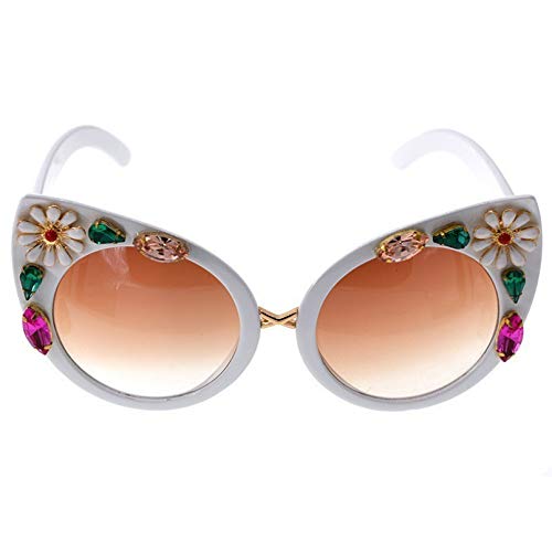 BAJIE Sonnenbrille Cat Eye Diamant Sonnenbrille Damen Marke Design Handgemachte Strass Mode Barock Sonnenbrille Blume Mit Perle Vi BAJIE Sonnenbrille Cat Eye Diamant Sonnenbrille Damen Marke Design Handgemachte Strass Mode Barock Sonnenbrille Blume Mit Perle Vi von BAJIE