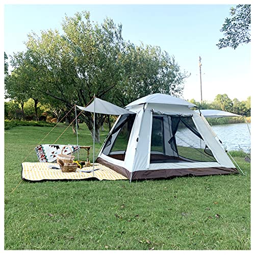 Pop-Up-Zelte Camping 4-Mann Doppeltüren und Vier Fenster, Wasserdichtes Schnellaufbauzelt Stabile und Praktische Verdunkelungszelte für Camping von BAKIWAN