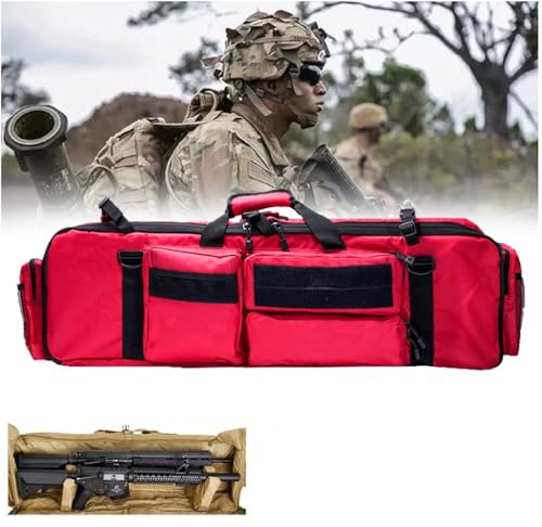 BALAMLB Twaffenkoffer Gewehrtasche Actical Rifle Bag, Paintball Waffen, Gewehrtasche, Taktische Waffentasche, M249 Military Airsoft Tragetasche, Hochfester Nylonrucksack, Für Cs-Jagdschießen E von BALAMLB