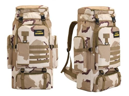 Backpacker Hiking Backpack Tactical Backpack Jagdrucksack Herren Übergroßer Verdickter Verstellbarer Militärischer Taktischer MOLLE Rucksack 70L Wasserdichter Leichter Camping-Rucksack F von BALAMLB