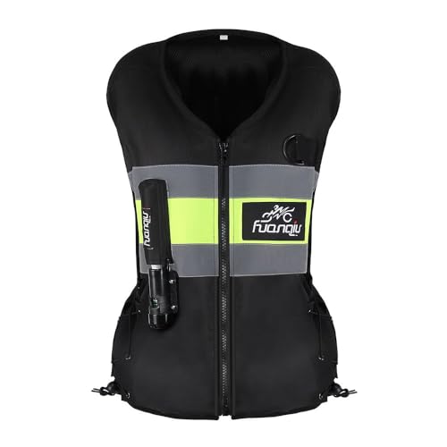 Reflektierende Airbag Weste für Motocross Fahrrad Reiten, Schutzkleidung Faltbarer Radweste, Racing Airbag Weste, Rücken Mit Schutzplatte Auf Dem Vier Jahreszeiten Unisex D,S von BALAMLB