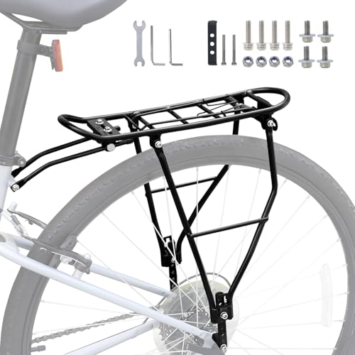 Fahrrad-Gepäckträger aus leichter Aluminium-Legierung, 25 kg Tragkraft, Gepäckträger für Mountainbike, Rennrad, höhenverstellbarer Fahrradträger für 61-71,1 cm Fahrrad, Schwarz von BALINGE