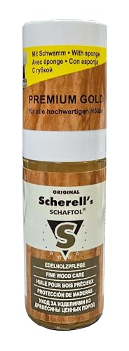 BALLISTOL 23818 - Scherell's SCHAFTOL Premium Gold - Edelholzpflege für alle Hölzer - 50 ml mit Applikationsschwamm von BALLISTOL