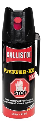 BALLISTOL 24430 Pfeffer-KO Jet 50ml Spray – Verteidigungsspray gegen Tiere – Abwehrspray 5m Sprühweite - Panikverschluss von BALLISTOL