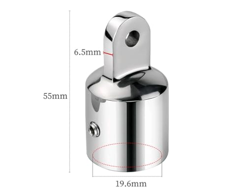 BALTDJL Bimini-Top-Kappen aus Edelstahl 316, Schiebekappe, Rohr, Auge, oberer Beschlag, Marine-Hardware, Innendurchmesser 22 mm, Bootszubehör Schiffszubehör(19mm Top Cap) von BALTDJL