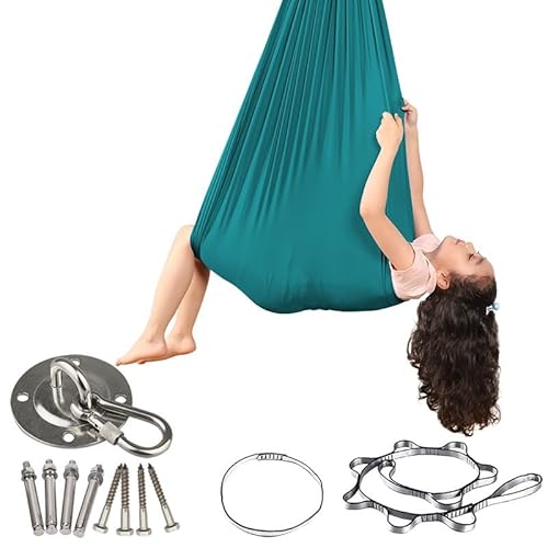 Yoga Hängematte Set Aerial, Outdoor Camping Hängematten, Sensorische Aerial Yogatuch Für Kinder, Yogatuch Zum Aufhängen, Ganzkörperwickel, Dehnbare Körper Vertikaltuch, Um Stress Abzubauen(DunkelgrüN, von BANGGANG