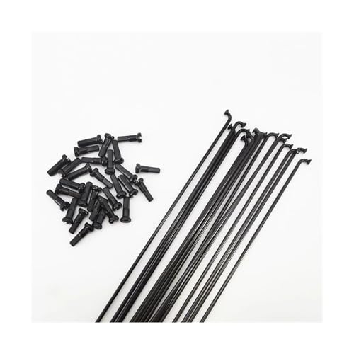 BANGHA Fahrradspeichen,Fahrrad Speichen 2,0 Runde Speichen J-Bend/Gerade Pull Kopf for Fahrrad Speichen Schwarz for Fahrrad Speichen Mit Kupfer Kappe(Straight 44PCS) von BANGHA