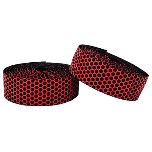 BANGHA Lenkerband,Lenkerband Rennrad,Fahrrad Lenkerband Straße Lenker mit Anti-Rutsch-Honeycomb-Struktur Silikon Oberflächen Verpackungs-Gurt Dämpfung Schlaufe(Black red) von BANGHA