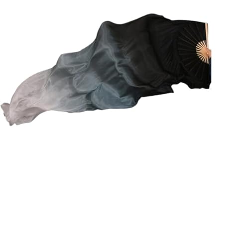 BANGHA SchleierfäCher,FäCherschleier 180 cm Langer Fächerschleier aus Seide for den orientalischen Tanz, Paare aus schwarz-weißer Tanzseide (Color : 02, Size : 150X90CM) von BANGHA