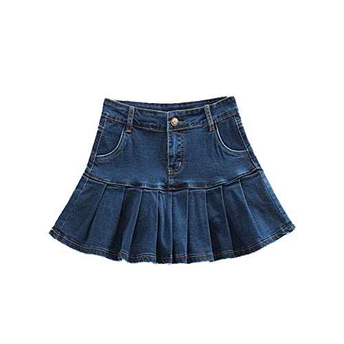 Damenrock - Blauer Jeansrock Mit Rüschen Harajuku Jeans Shorts Rock Mini Frau Hohe Taille Unten Weiblich Lässig Faltenrock Weiblich,Blau,XL von BANLUX