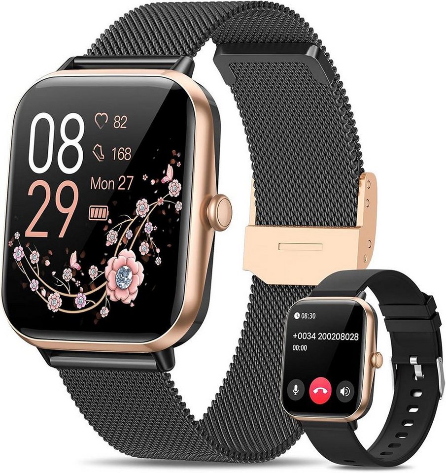 BANLVS Damen Smartwatch,Feine Fitnessuhr mit Telefonfunktion Smartwatch (4.65 cm/1,83 Zoll) Perfektes Geschenk für Frauen, IP68 Wasserdicht für iOS Android, Blutzuckerfunktion Pulsuhr Schlafmonitor Schrittzähler von BANLVS