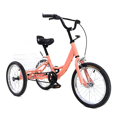 BAOCHADA 16 Zoll Kinder Dreirad, Single Speed Dreirad für Mädchen Jungen, 3 Rad Cruiser Bike mit Korb für Einkaufen Picknicks, 16" Kinderfahrrad 3 Rad Fahrrad von 7-10 Jahren, Hellorange BAOCHADA 16 Zoll Kinder Dreirad, Single Speed Dreirad für Mädchen Jungen, 3 Rad Cruiser Bike mit Korb für Einkaufen Picknicks, 16" Kinderfahrrad 3 Rad Fahrrad von 7-10 Jahren, Hellorange von BAOCHADA
