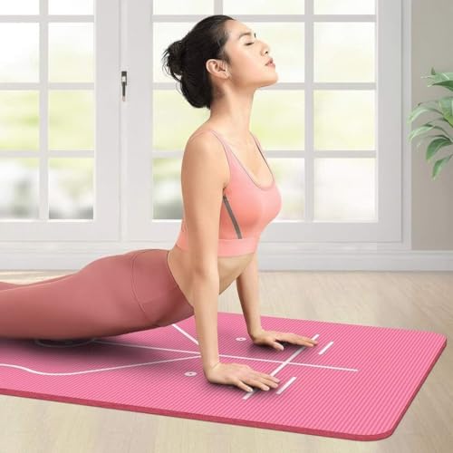 Yogamatte, Pilates-Übungsmatte, Sit-ups, Dehnübungen, Liegestütze, for Männer und Frauen, Heim-Fitnessstudio, NBR, breiter und dicker, rosa, große Trainingsmatte(185x80x1cm) von BAOLIQ