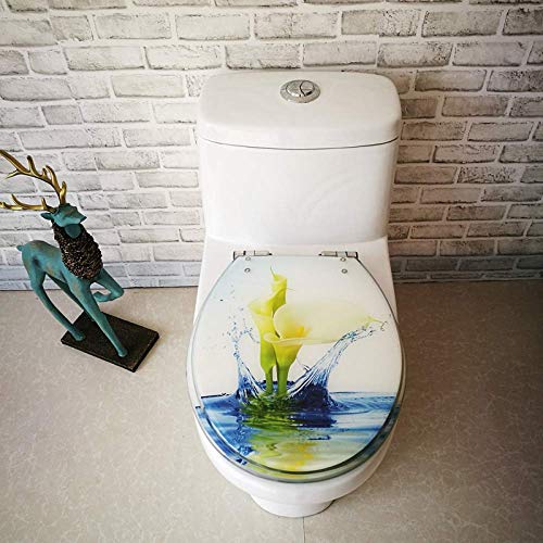 BAOPENB Toilettensitz Lotus Toilettendeckel mit verstellbarem Scharnier, Schnellverschluss-Toilettensitzbezug, verdickter Badezimmerdeckel für V/U/O-förmige Toilette, einfarbig, 40 x 48 x 33 x 38 cm von BAOPENB