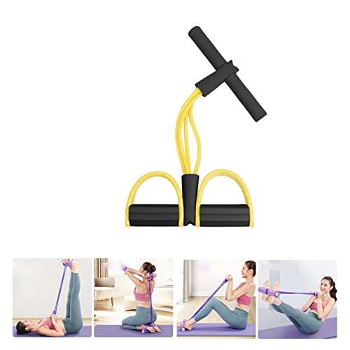 21 Fitness-Widerstandsbänder – 4-Röhren-Pedal-Knöchelzieher, elastische Yoga-Pedalzieher-Übungsbänder mit Griffen, Spannseil for das Taillen-Arm-Bein-Training (Color : Yellow) von BARASH