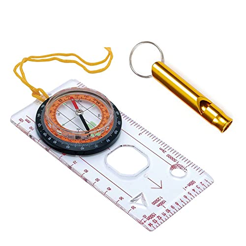 Navigation Kompass, Leichter Wanderkompass, Kompass Navigationskompass, Kompass Outdoor, Orientierung Kompass, Boy Scout Compass+Trillerpfeife, Expedition, Camping, Wandern, Bergsteigen von BASTOUR