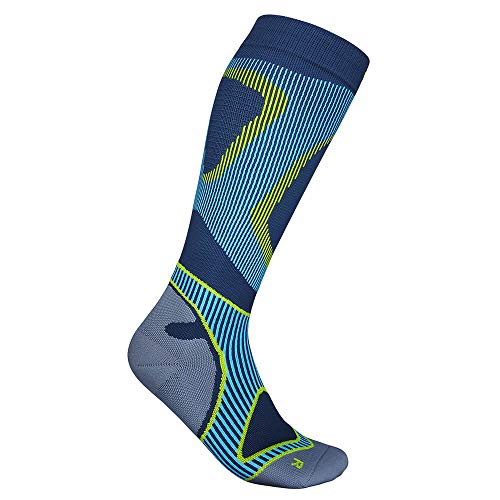 BAUERFEIND Men's Run Performance Laufsocken, Kniestrümpfe mit Targeted Compression Zone, Blau, 44-46 / L von BAUERFEIND