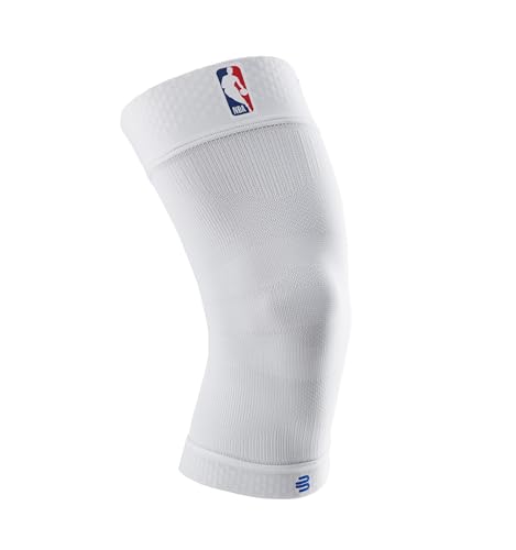 BAUERFEIND Kniebandage Sports Compression Knee Support NBA, 1 Unisex Sportkniebandage für Ballsportarten, Basketball Knie-Bandage in Weiß mit NBA-Logo,S BAUERFEIND Kniebandage Sports Compression Knee Support NBA, 1 Unisex Sportkniebandage für Ballsportarten, Basketball Knie-Bandage in Weiß mit NBA-Logo,S von BAUERFEIND
