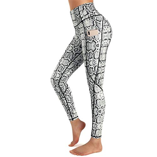 BAULMD Frauen Leopardenmuster Taschen Laufhosen,Damen Leggings 3/4 aus ViskoseDamen Leggings SportswearDamen SportleggingsDamen Leggins aus Bio BaumwolleBlickdichte Yoga Leggings von BAULMD