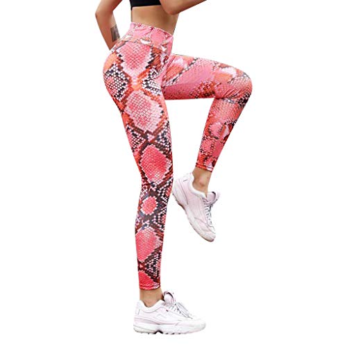Frauen Yogahosen Mesh Leder Leggins，Damen Serpentine Leggings mit hohen Taille Yoga Hosen Laufen Kleidung Workout Strumpfhosen Leggins von BAULMD