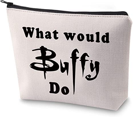 BAUNA Vampir-Liebhaber Geschenk What Would Buffy Do Make-up-Tasche Vampir-Kosmetiktasche Reisetasche Überlebens-Kit Kulturbeutel, What Would Buffy Do von BAUNA