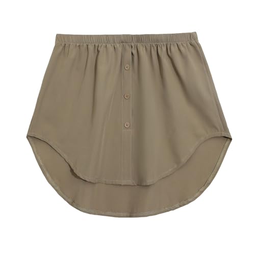 BAWUTZ Damen Mini Unterrock Lower Skirt, A-Linie Halbkörper Rock Fart Abdeckung Vorhänge Lower Skirt,Hemdrock Unterzie Shirt Verlängerung Extender Blusen Rock für Pullover (Khaki,L) von BAWUTZ