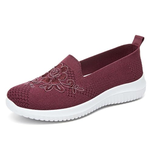 BAWUTZ Damen-Sommer-Sneaker, Atmungsaktives Vermascht Krankenschwester Schuhe,atmungsaktive Mesh-Slip-On-Wanderschuhe,Damen Loafer Slipper,Atmungsaktive Mesh-Up Mokassins (39,Lila) von BAWUTZ