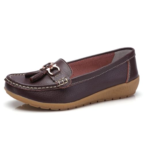 BAWUTZ Klassische Penny Loafers für Frauen, Atmungsaktive Mokassins-Schuhe für Damen, orthopädische Schuhe für Damen,Breathable Leather Breathable Casual Shoes for Women,Hiking Shoes (41 EU,Braun) von BAWUTZ