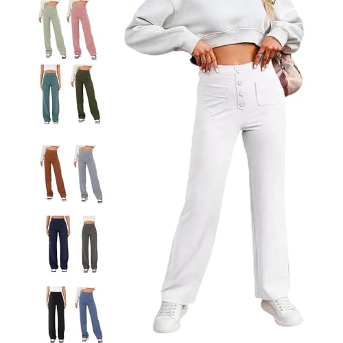 BAWUTZ Lässige Stretchhose mit hoher Taille für Damen, hohe Taille gerades Bein Hose mit Taschen,lässige Stretch-Hose, superelastische Hose mit hoher Taille,Hose mit geradem Bein für Damen (Weiß,M) BAWUTZ Lässige Stretchhose mit hoher Taille für Damen, hohe Taille gerades Bein Hose mit Taschen,lässige Stretch-Hose, superelastische Hose mit hoher Taille,Hose mit geradem Bein für Damen (Weiß,M) von BAWUTZ