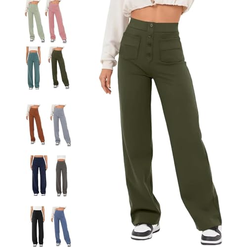 BAWUTZ Lässige Stretchhose mit hoher Taille für Damen, hohe Taille gerades Bein Hose mit Taschen,lässige Stretch-Hose, superelastische Hose mit hoher Taille,Hose mit geradem Bein für Damen (Grün,XXL) BAWUTZ Lässige Stretchhose mit hoher Taille für Damen, hohe Taille gerades Bein Hose mit Taschen,lässige Stretch-Hose, superelastische Hose mit hoher Taille,Hose mit geradem Bein für Damen (Grün,XXL) von BAWUTZ