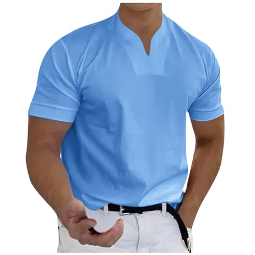 BAWUTZ Lockeres lässiges kurzärmeliges Oberteil, ärmellose Hemden für Herren, Herren, Business, kurzärmelig, Fitness-T-Shirt, V-Ausschnitt, Herren, Business, kurzärmelig, Fitness-T-Shirt von BAWUTZ