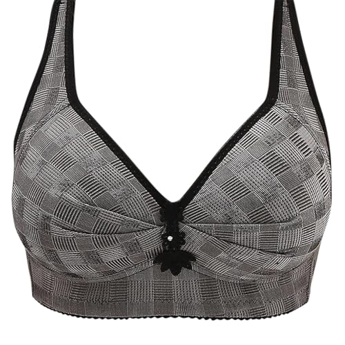 BH Damen ohne Bügel,Klassische volle Abdeckung BH Set,Atmungsaktiver und Leichter Comfy Haltungskorrektur Rücken Wireless Breathable BH,Unterwäsche Bra mit verstellbarem für Alltag (Schwarz,38/85) von BAWUTZ