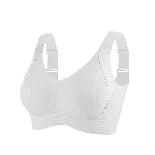 Nahtlose Push-Up-Bralettes für Damen ohne Bügel, Bequeme gepolsterte BHS ohne Bügel, Übergrößen-BHS für Damen mit Lifting und Halt, ohne Bügel, vollflächige Abdeckung, Alltags-BH (White,XL) von BAWUTZ