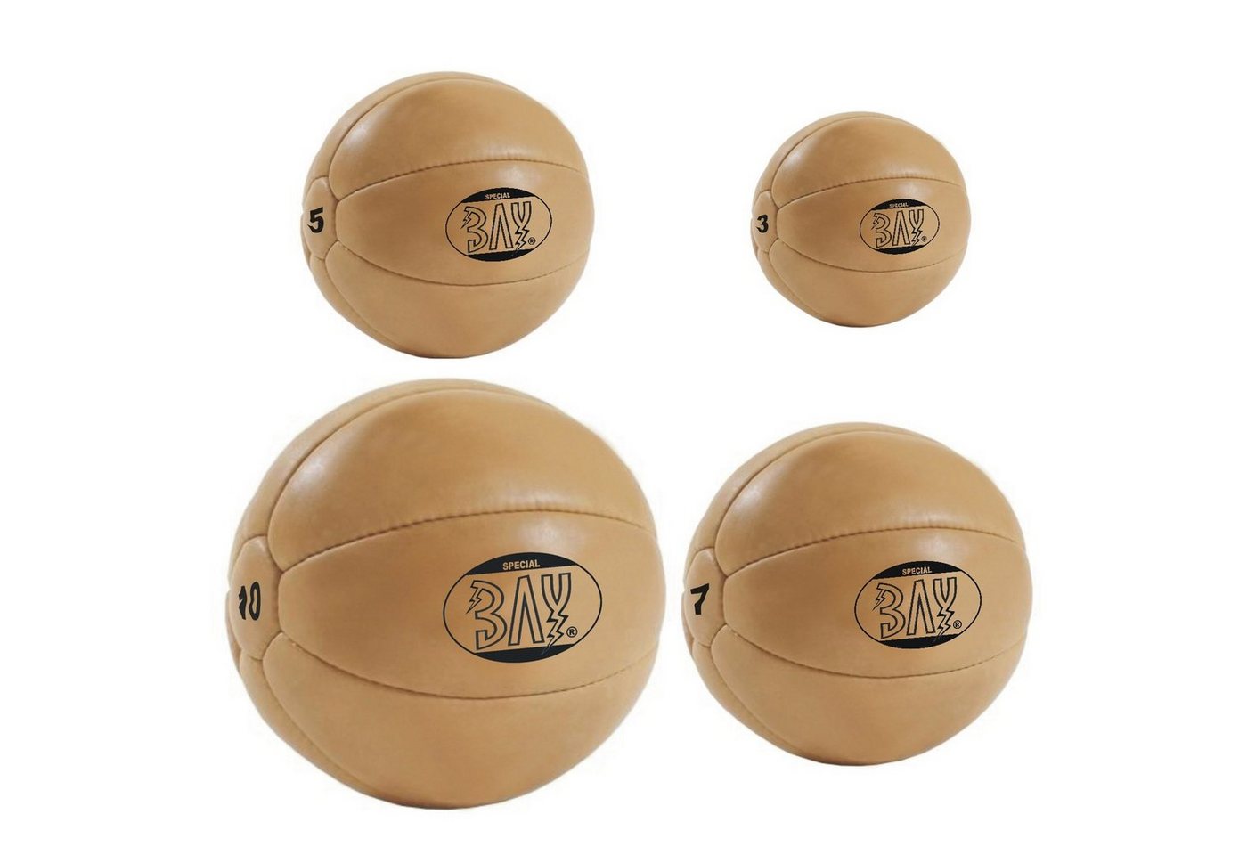 BAY-Sports Medizinball Retro Kunstleder braun Professionelle Studio-Qualität, Trainingsball Vollball Fitnessball 3 5 7 10 kg von BAY-Sports