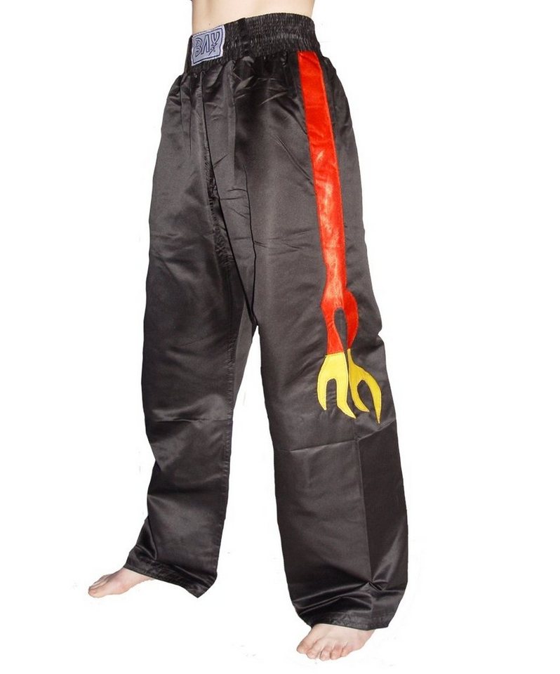 BAY-Sports Sporthose Kickboxhose Flame Kickboxen Hose lang mit Flammen Designe Kickboxing (Edler Look, 1 Stück) Kampfsporthose Kinder und Erwachsene 100 - 210 von BAY-Sports