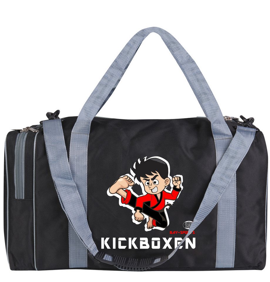 BAY-Sports Sporttasche Kickboxen Trainingstasche für Kinder Kick Boxen Kindertasche grau (Stück), Für kleine Nachwuchsfighter, 50 cm, aufgeweckten Design Mädchen/Jungs von BAY-Sports