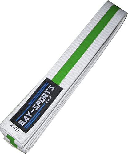 BAY Budogürtel, weiß/grün/weiß, Zweifarbig mit Mittelstreifen (220 cm) von BAY