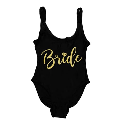 BAYAJIAZ Bikini Brautteam Badebekleidung Frauen Sommer Badeanzug One-Pieces Badeanzug Brautparty Beachwear Schwimmanzug-Braut Blgd-m von BAYAJIAZ