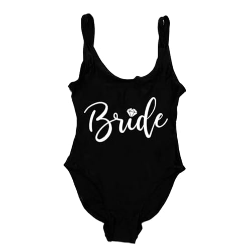 BAYAJIAZ Bikini Brautteam Badebekleidung Frauen Sommer Badeanzug One-Pieces Badeanzug Brautparty Beachwear Schwimmanzug-Braut Blwh-m von BAYAJIAZ