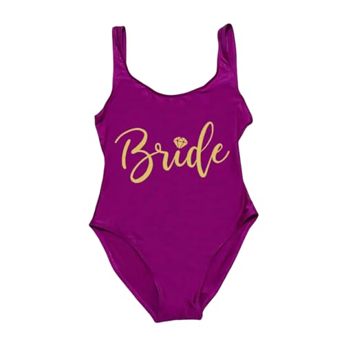 BAYAJIAZ Bikini Brautteam Badebekleidung Frauen Sommer Badeanzug One-Pieces Badeanzug Brautparty Beachwear Schwimmanzug-Braut Pugd-m von BAYAJIAZ